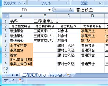PayPalとというシートが作られている